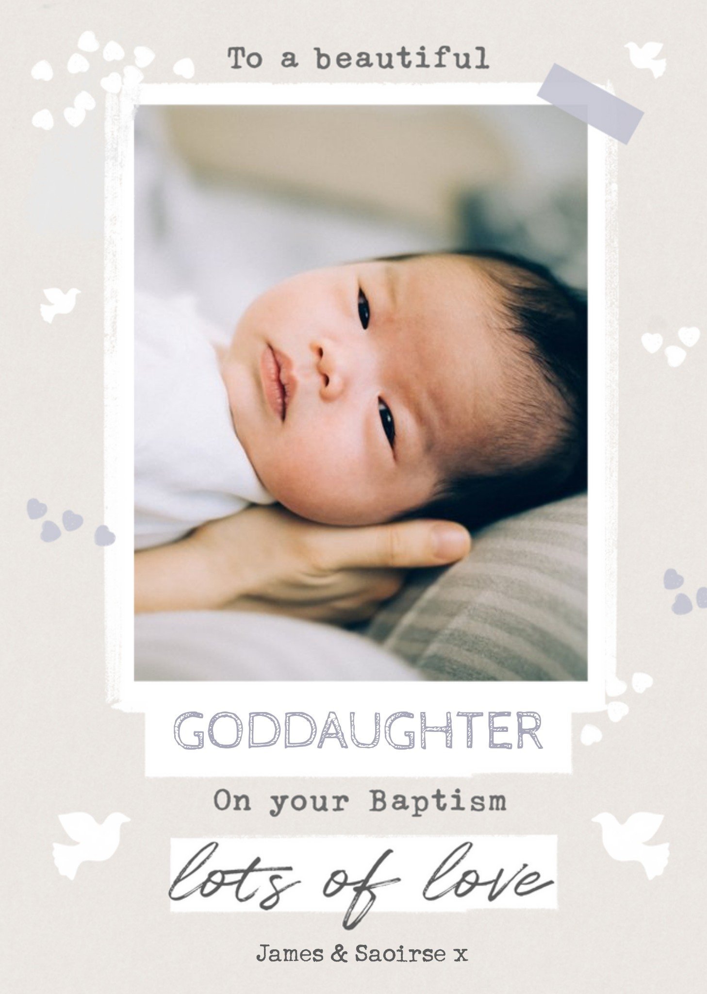 To A Beautiful Goddaughter On Your Baptism Lots Of Love Photo Upload Card Ecard