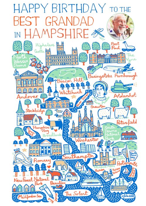 Hampshire Illustrations Photo Upload Birthday Card