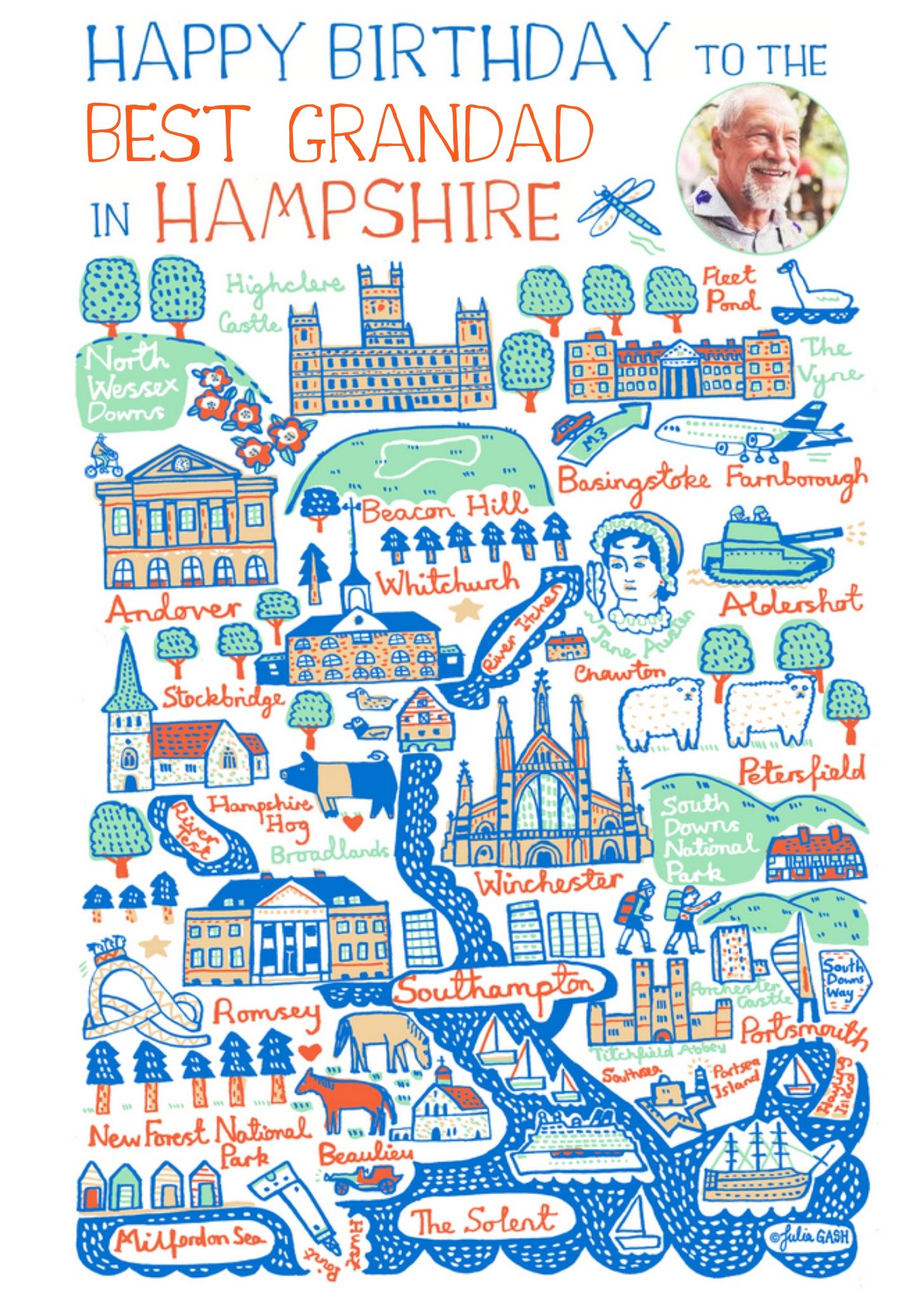 Hampshire Illustrations Photo Upload Birthday Card Ecard