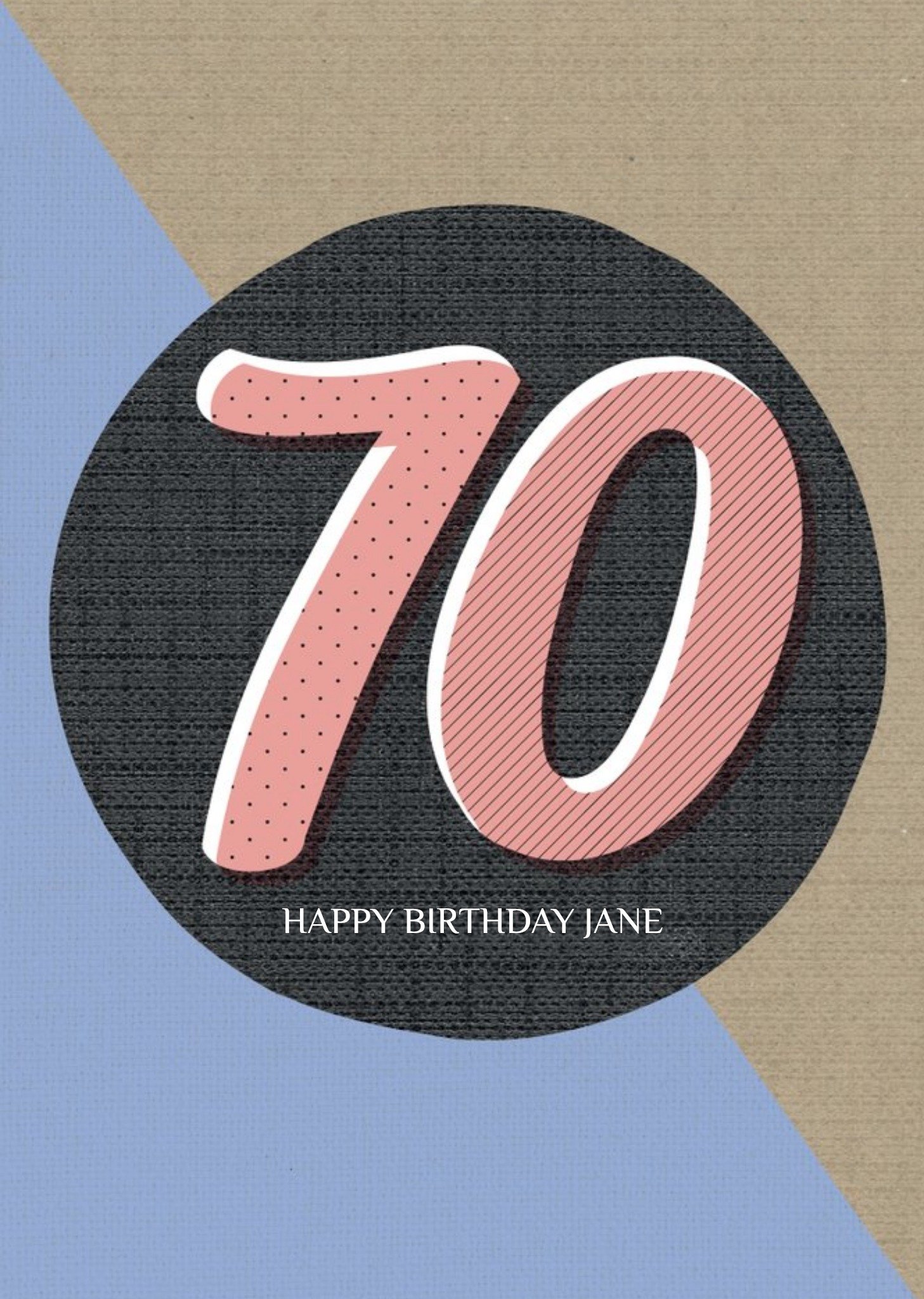 Personalised Text 70th Birthday Card Ecard