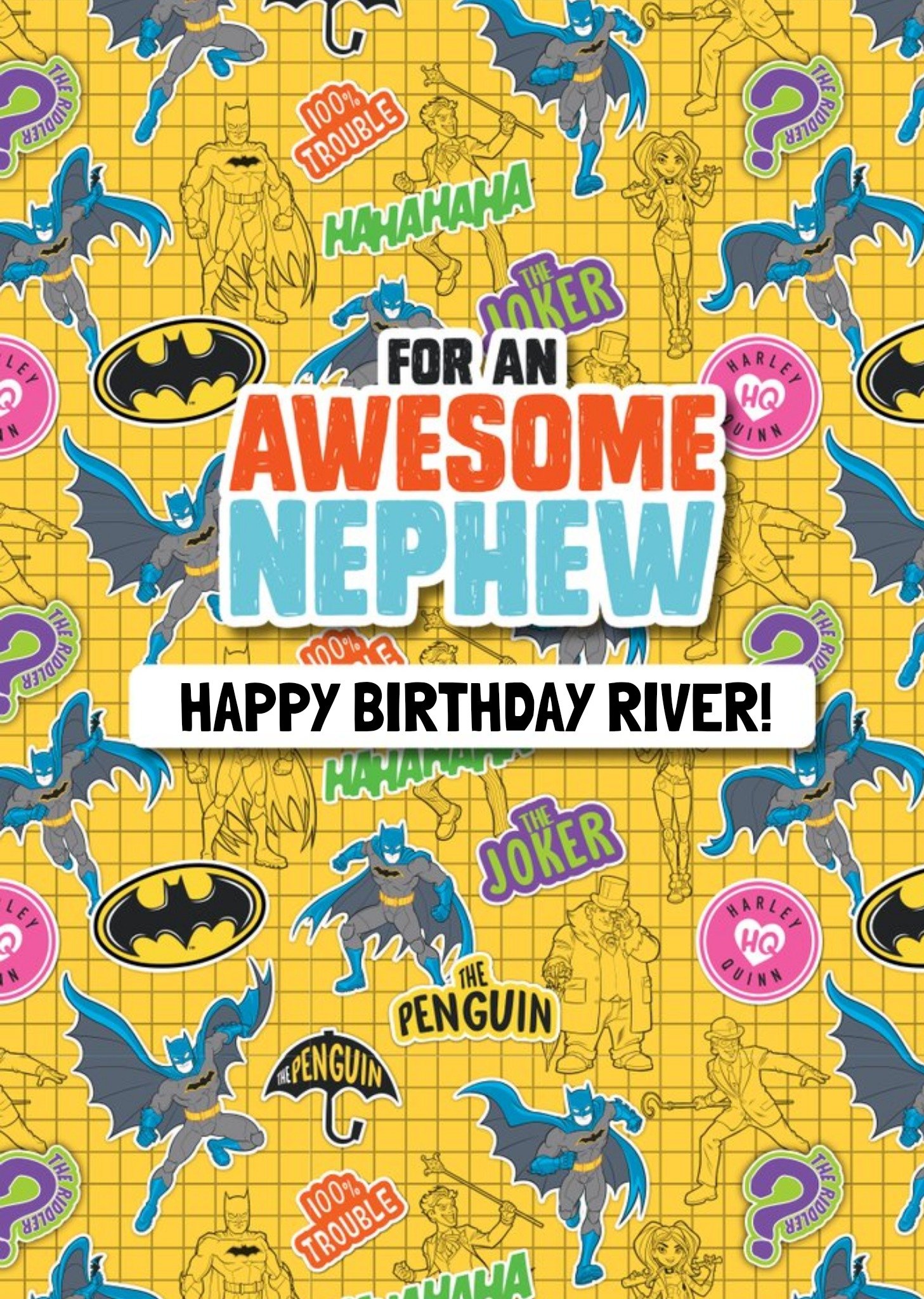 Batman Kids Awesome Nephew Birthday Card, Large