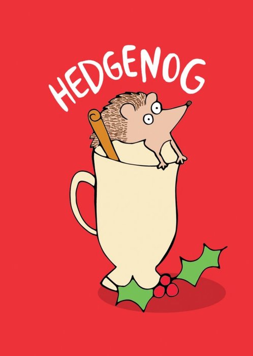 Cute Cartoon Pun Hedgenog Christmas Card