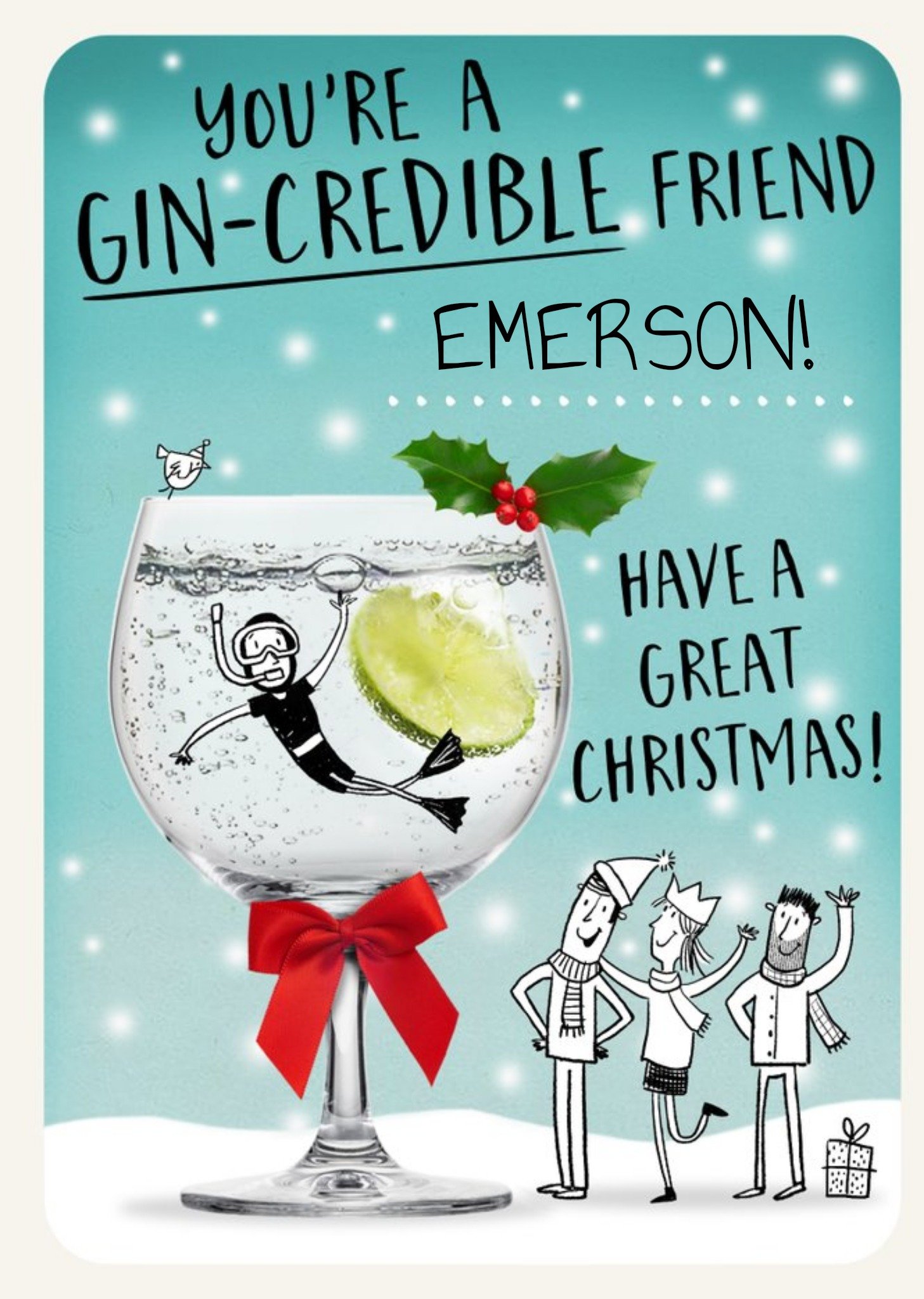 Moonpig Funny Humour Quote Gincredible Friend Christmas Card, Large