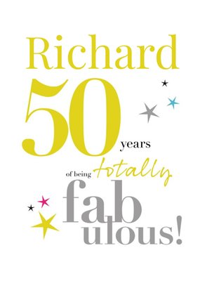 Papagrazi Bright Typographic 50th Customisable Birthday Card