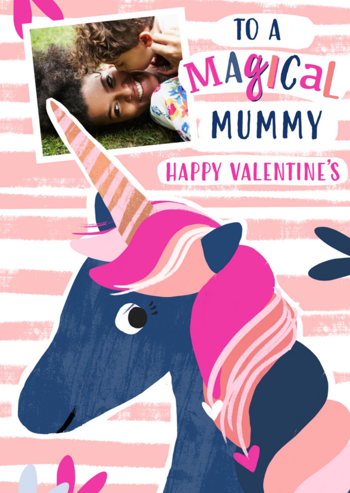 Moonpig Mordern Unicorn Magical Mummy Photo Upload Valentines Card, Large