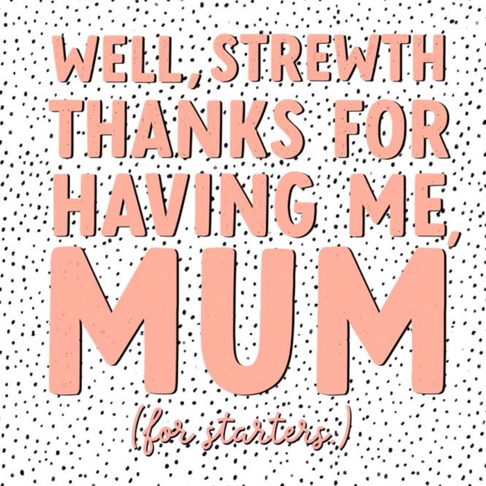 Cat MacInnes Illustrated Pattern Typographic Thanks Mum Card