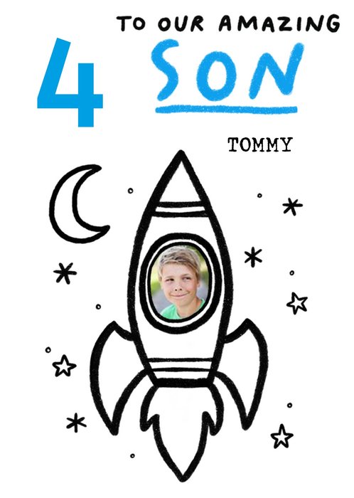 Pigment 30K Illustration Four Space Rocket Birthday Card