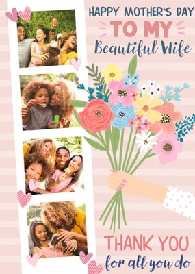 Illustration Of A Bunch Of Flowers And A Photo Strip Mother's Day Photo Upload Card