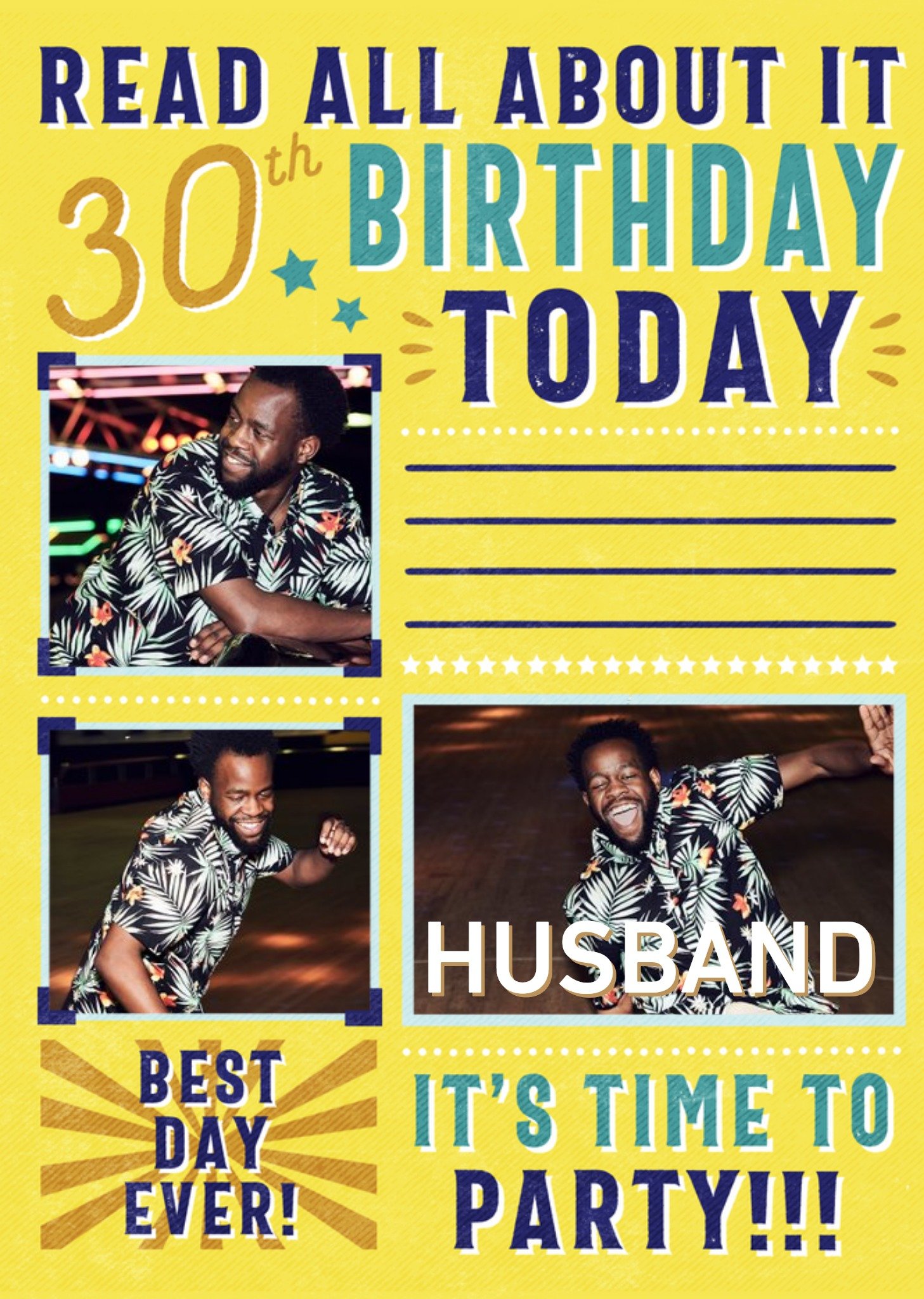 Read All About It Spoof Newspaper Photo Upload Husband Birthday Card Ecard