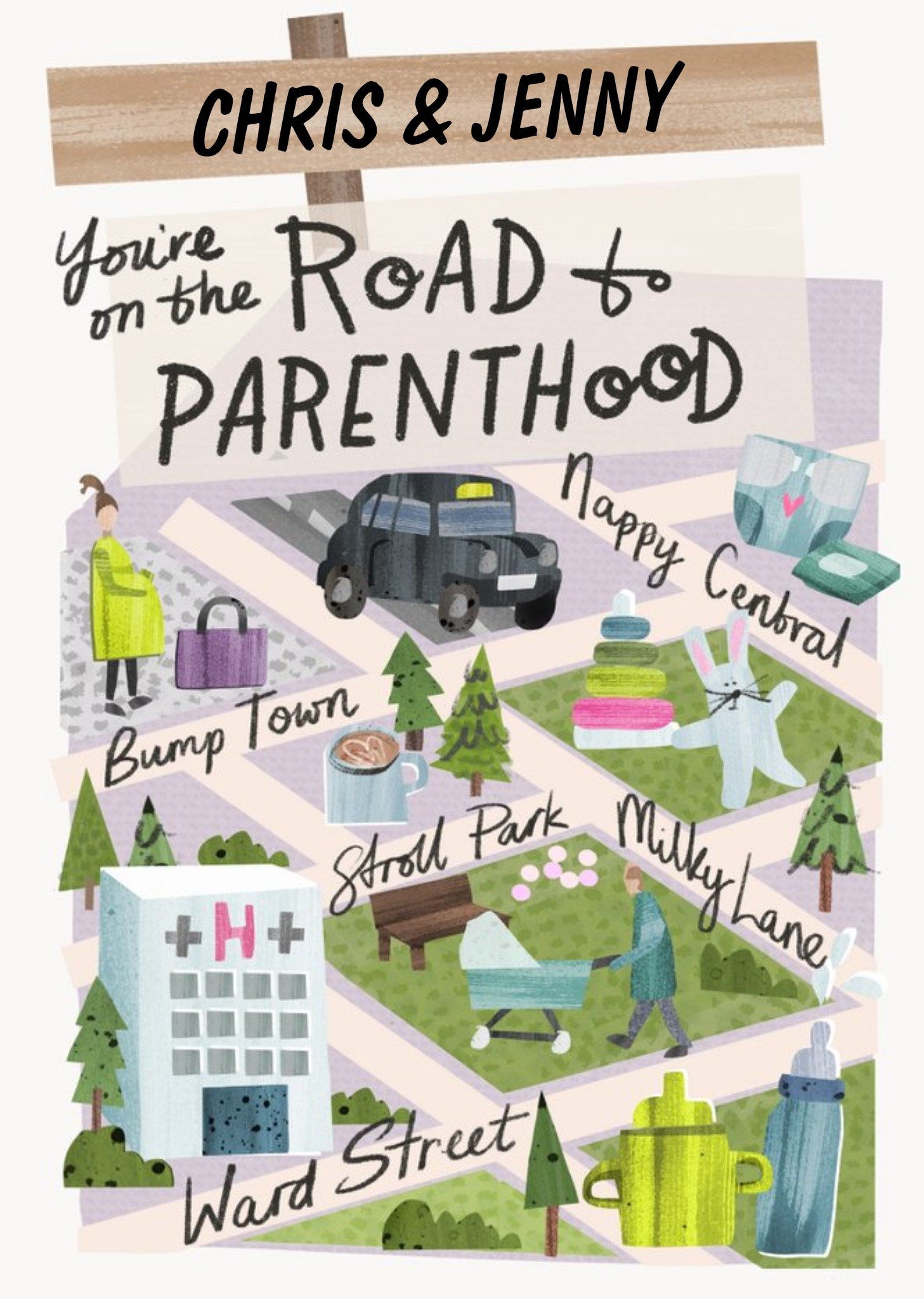 Moonpig You're On The Road To Parenthood Card, Large