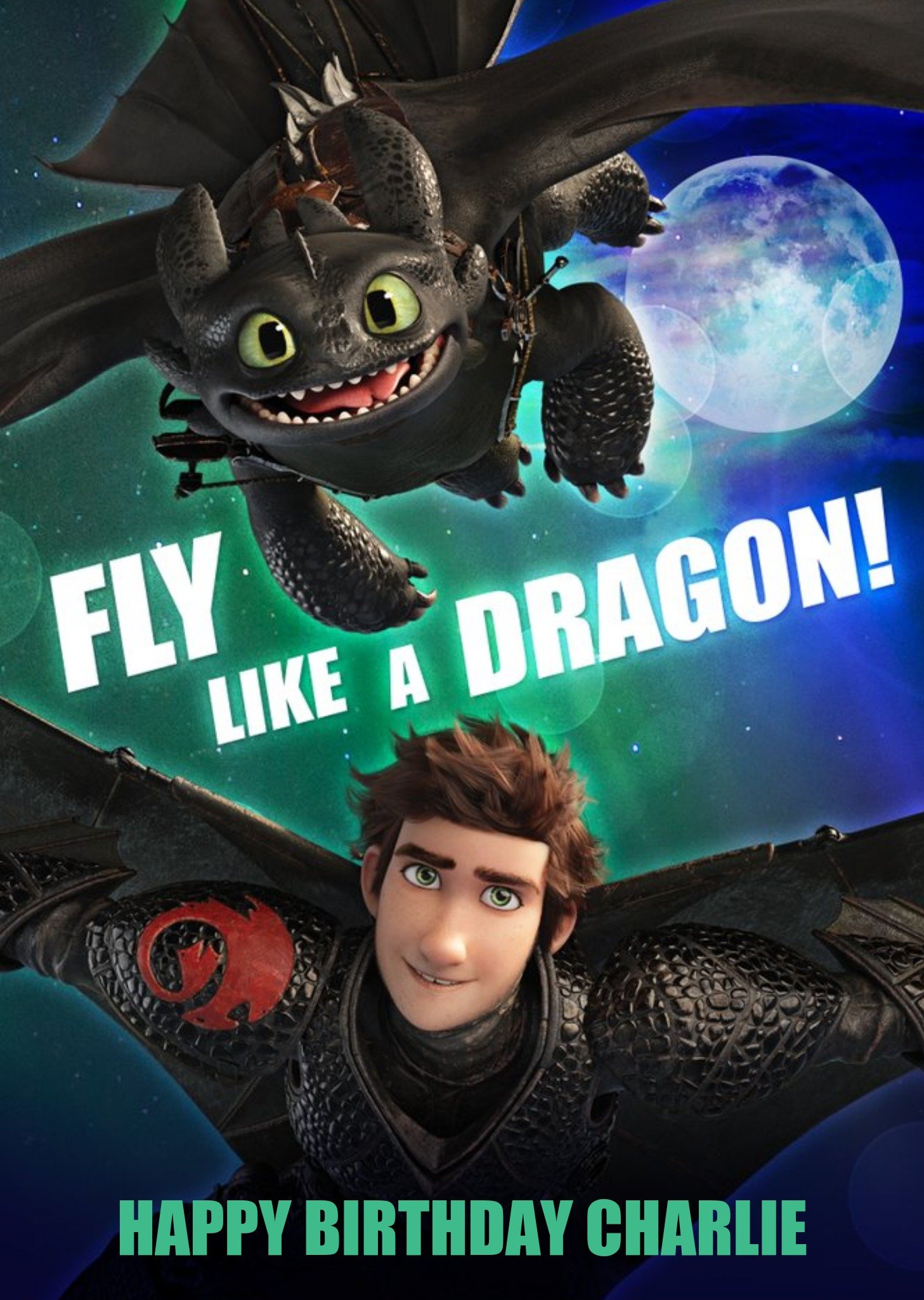Moonpig Fly Like A Dragon - How To Train Your Dragon Birthday Card, Large