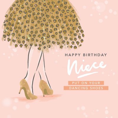Cute Illustration Happy Birthday Niece Put On Your Dancing Shoes Card