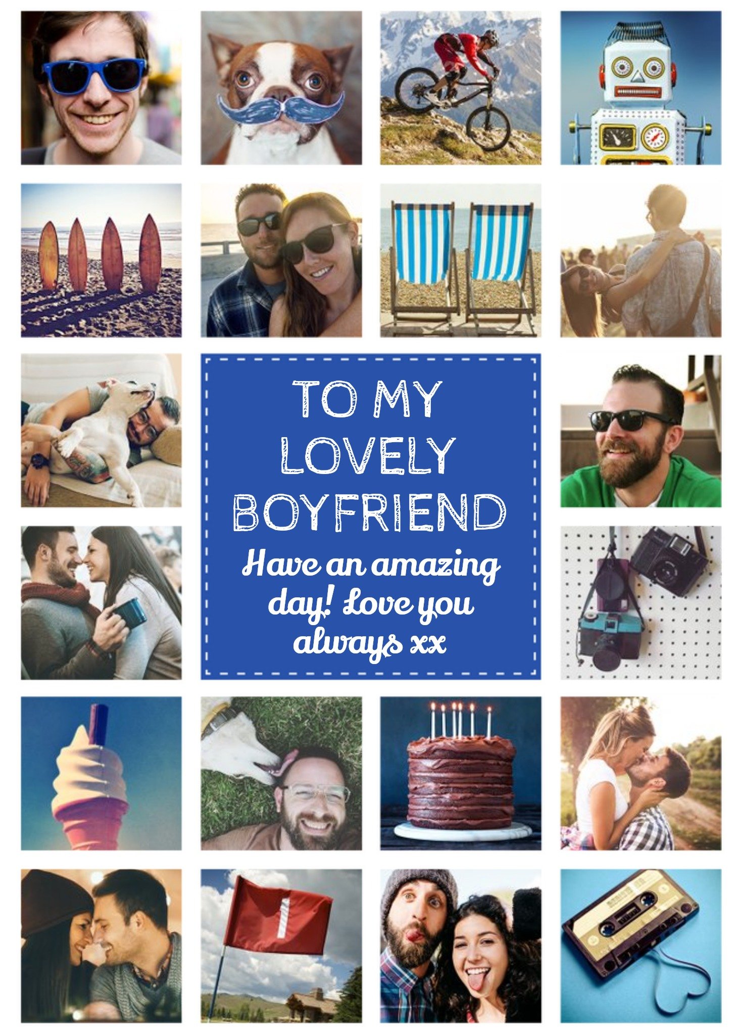 Moonpig Boyfriend Multi Photo Upload Birthday Card, Large