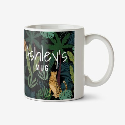 Tropical leaves Pattern Cheetah Illustrated Photo Upload Mug