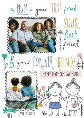 Mum Is Your First And Best Friend Personalised Mother's Day Card