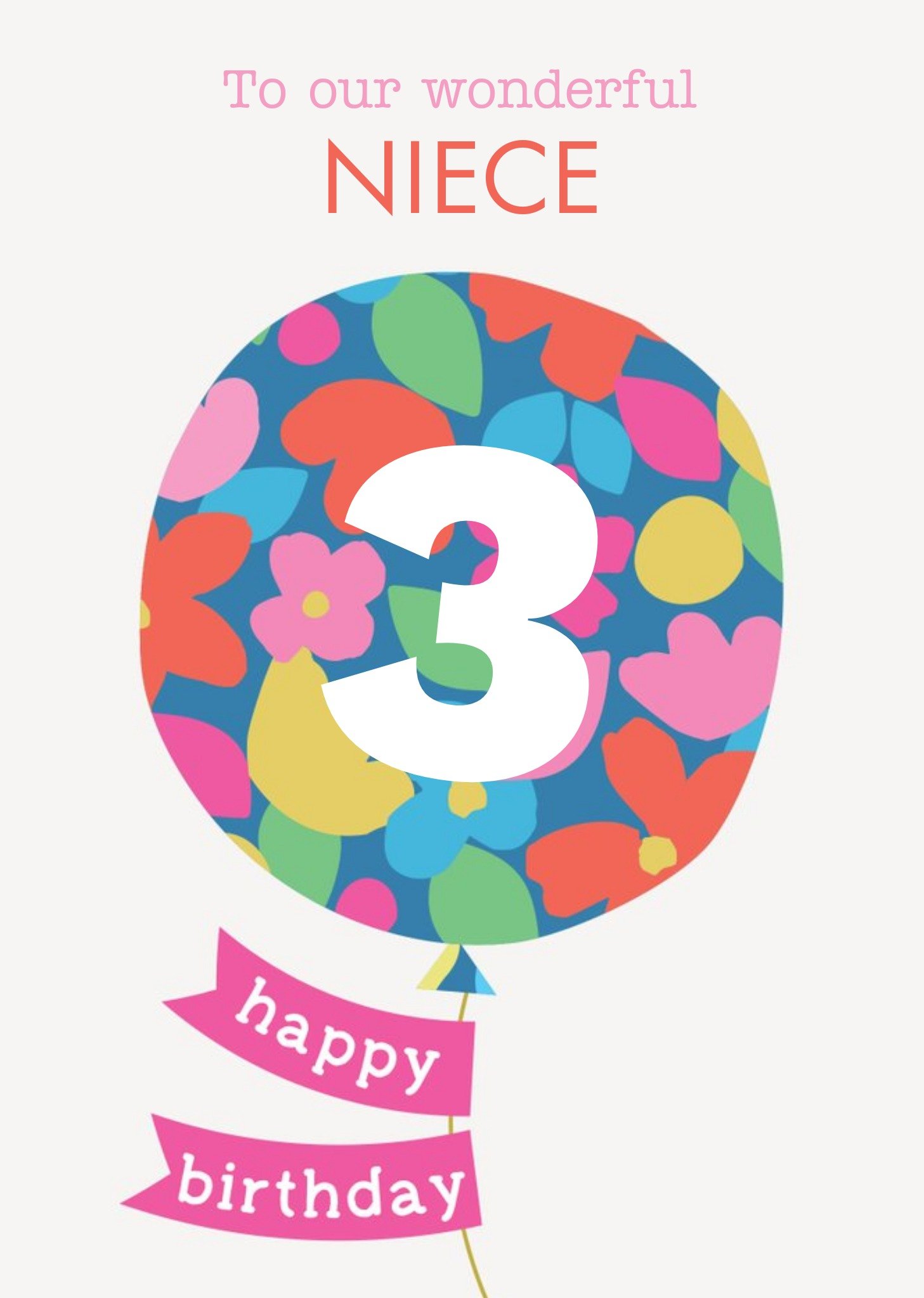 Moonpig Floral Balloon Illustration Personalise Age Birthday Card Ecard