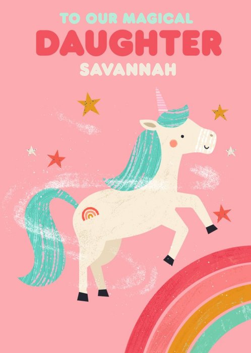Cute illustrative unicorn and rainbow Birthday Card  