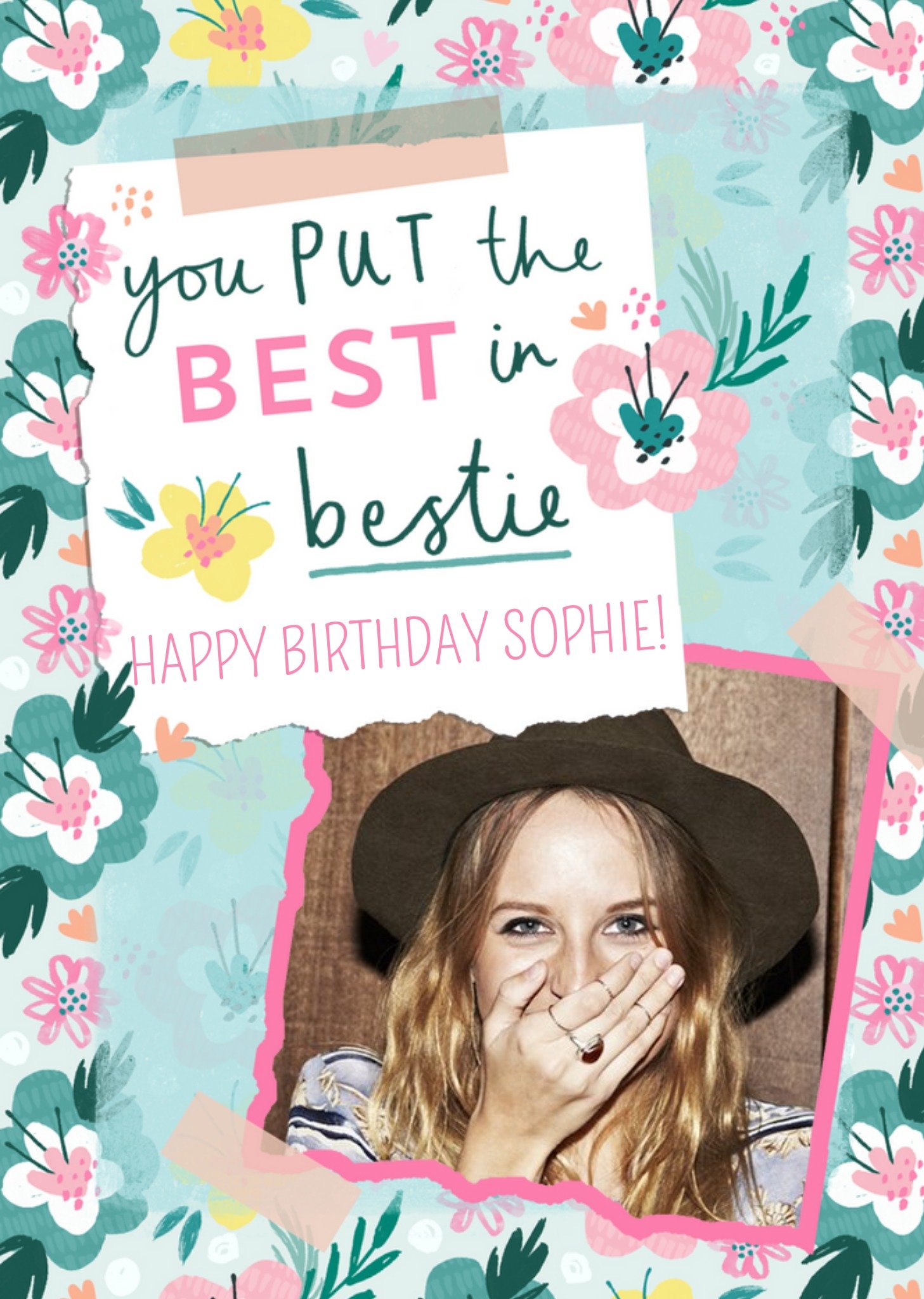 You Put The Best In Bestie Best Friend Floral Photo Upload Birthday Card Ecard