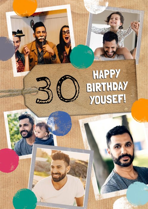 30 Happy Birthday Multi Photo Upload Card