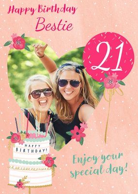Hundreds and Thousands Photo Upload Bestie 21st Birthday Card