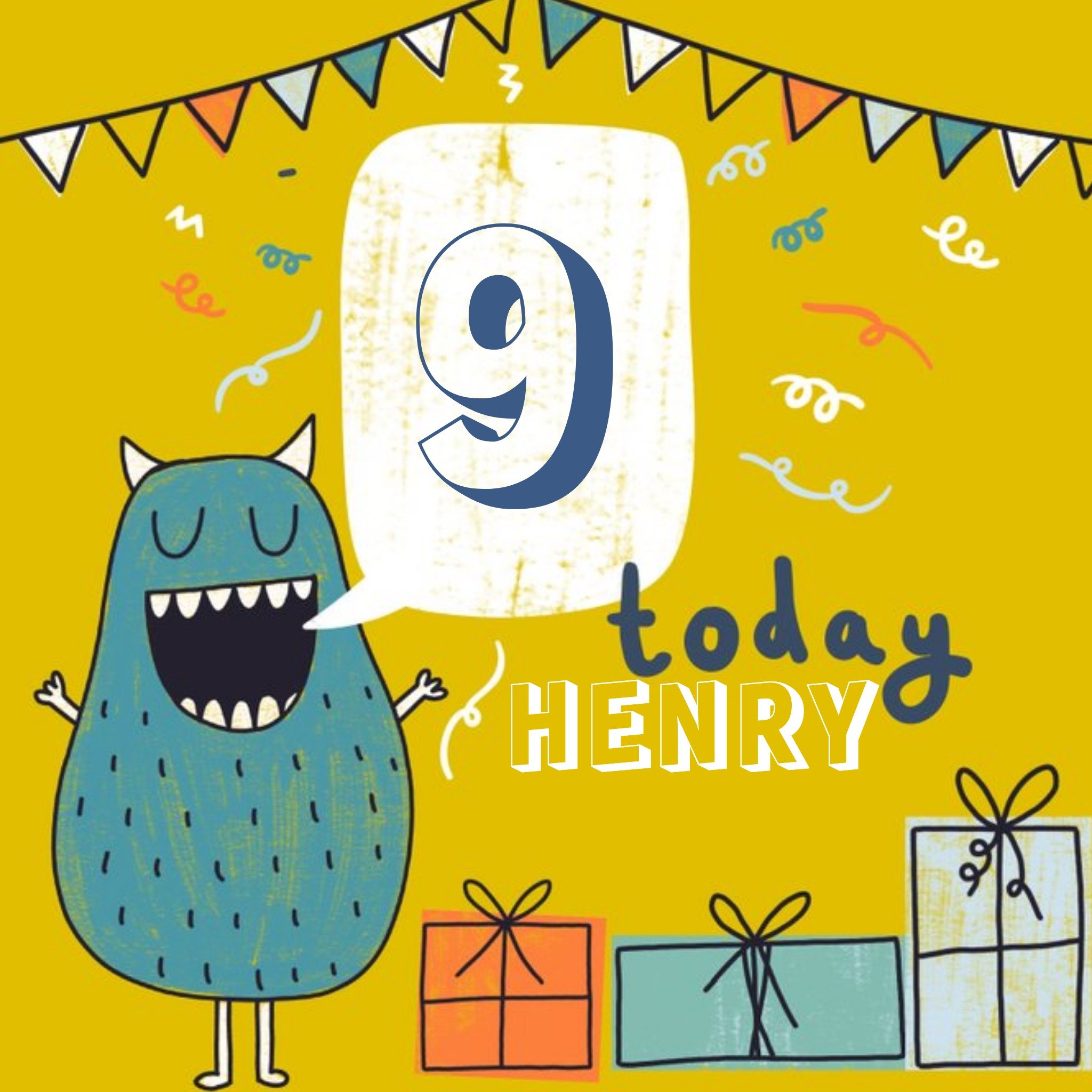 Moonpig 9 Today Monster Birthday Card, Square