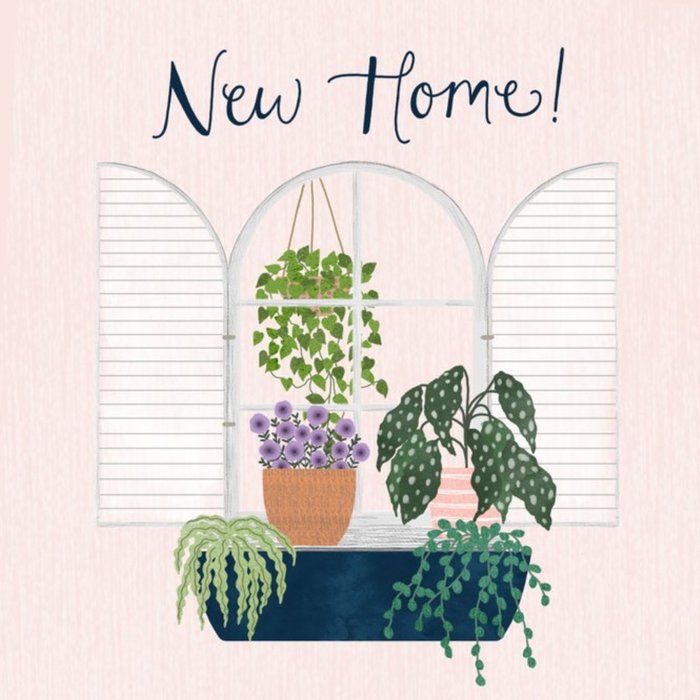 Sarah Hustwaite Illustrated Floral Pink New Home Card