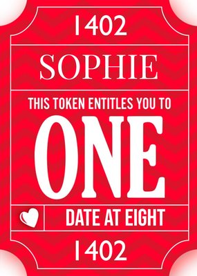 One Date At 8 Token Personalised Text Card