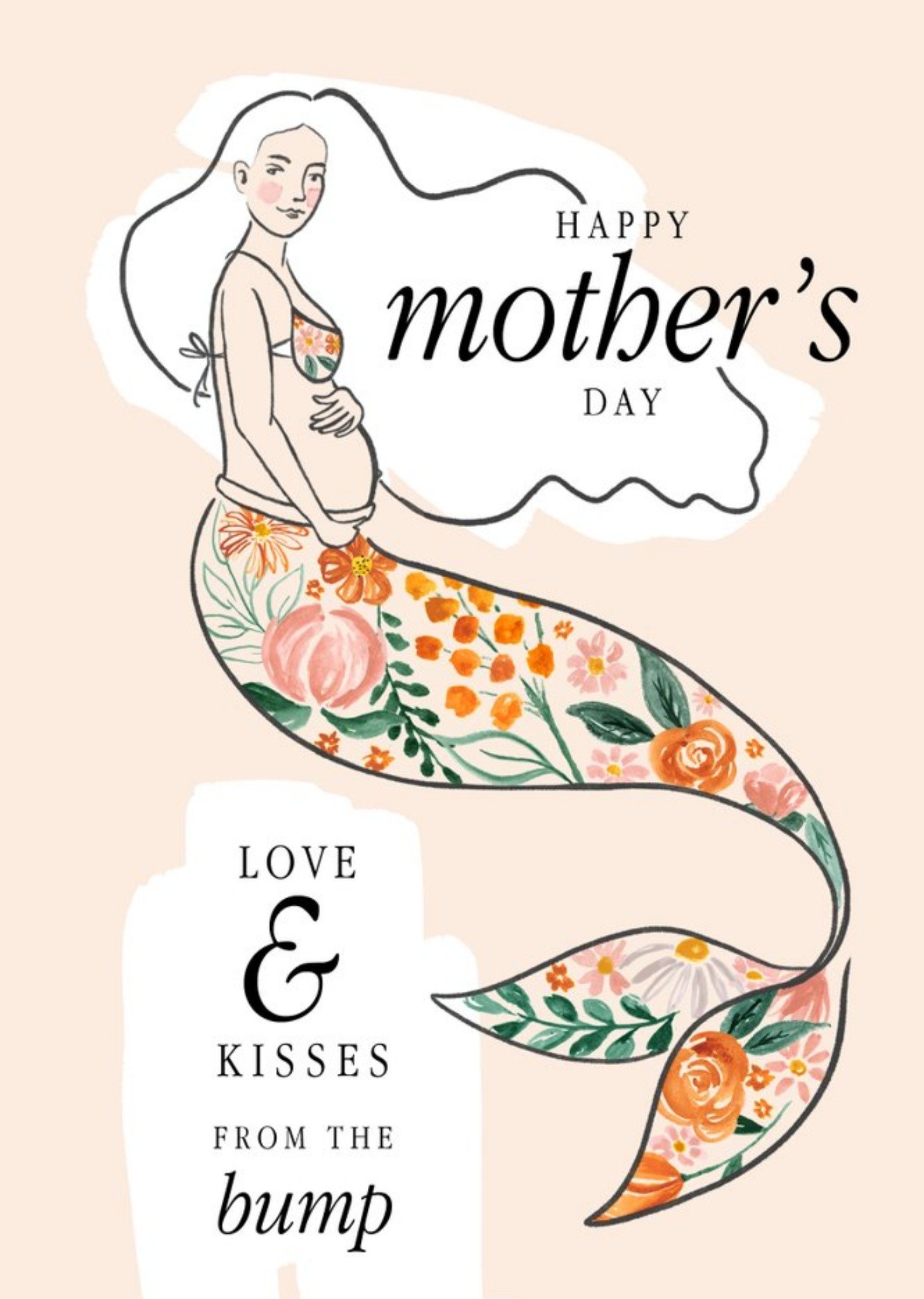 Illustration Of A Mermaid With Child From The Bump Mother's Day Card Ecard