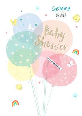 Cute Balloon Illustrations On Your Baby Shower Congratulations Card
