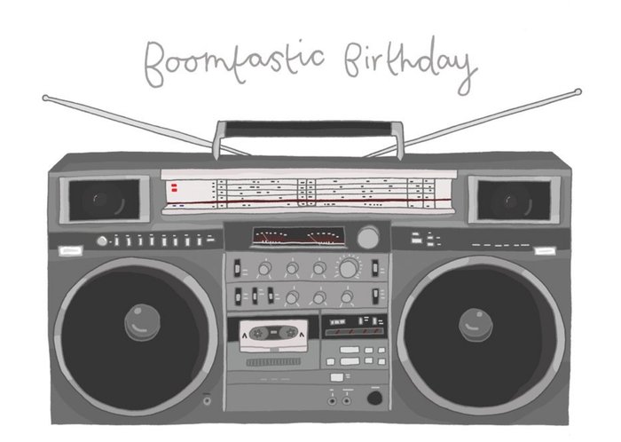 Boombox Hip Hop Sound Centre Humour Old Illustration Retro Birthday Card