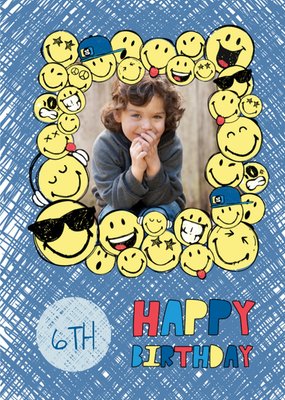 Smiley World 6th Birthday Photo Upload Card