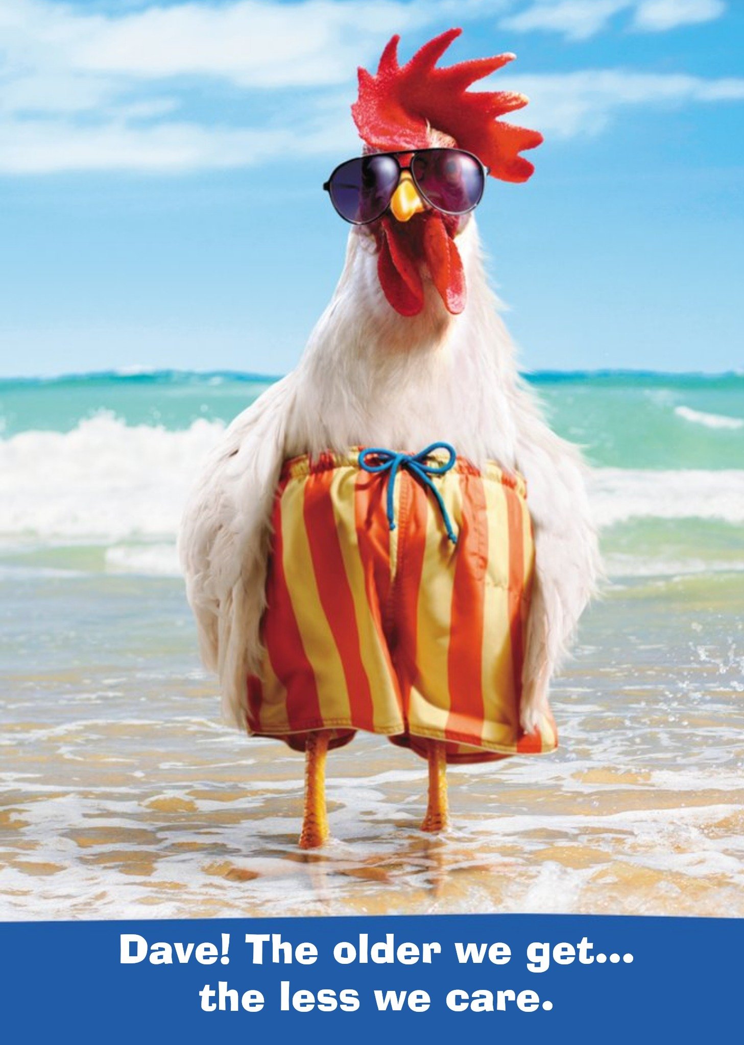 Rooster At The Beach Personalised Name Card Ecard