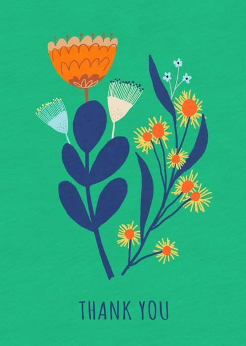 Dalia Clark Design Illustrated Flowers Thank You Card | Moonpig