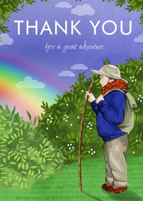 Illustrated Travelling Hiking Adventure Rainbow Thank You Card