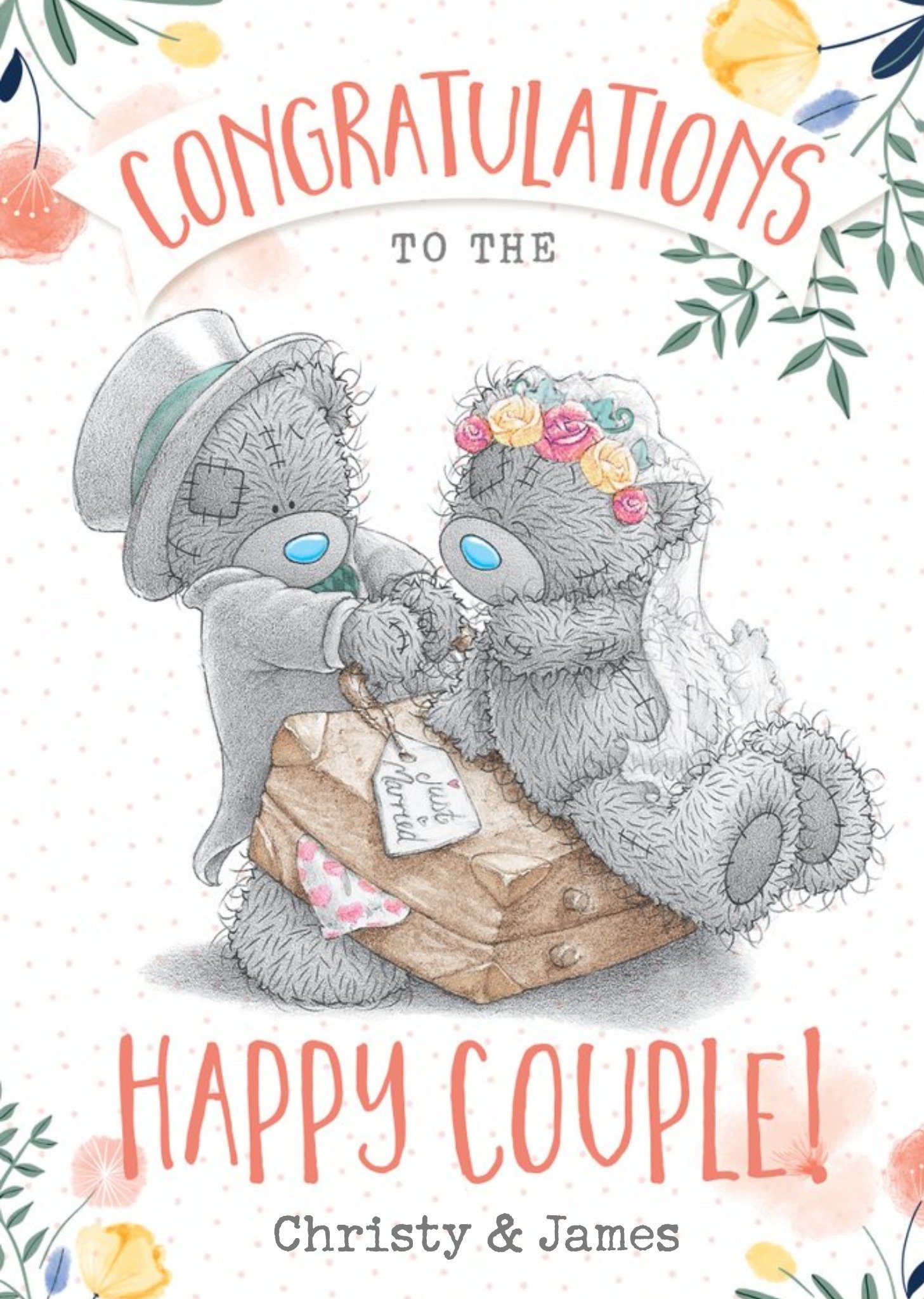 Me To You Cute Tatty Teddy Congratulations To The Happy Couple Wedding Card, Large