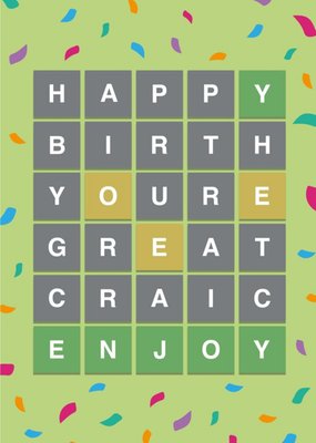 Craic Word Game Birthday Card