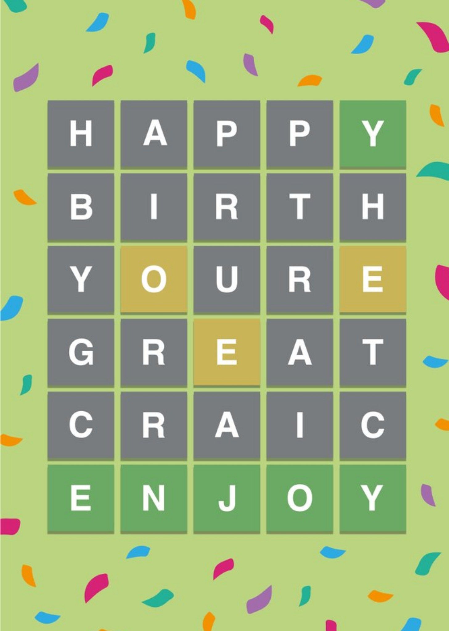 Moonpig Craic Word Game Birthday Card, Large