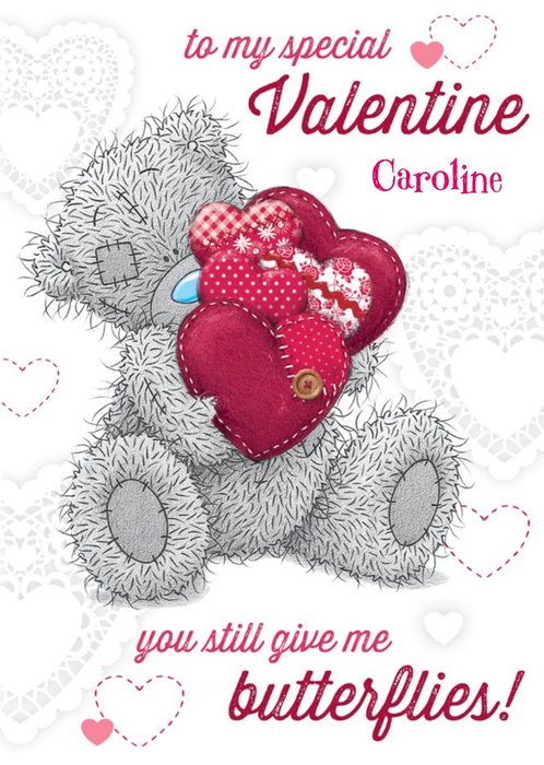 Tatty Teddy With Hearts You Give Me Butterflies Happy Valentine's Day Card