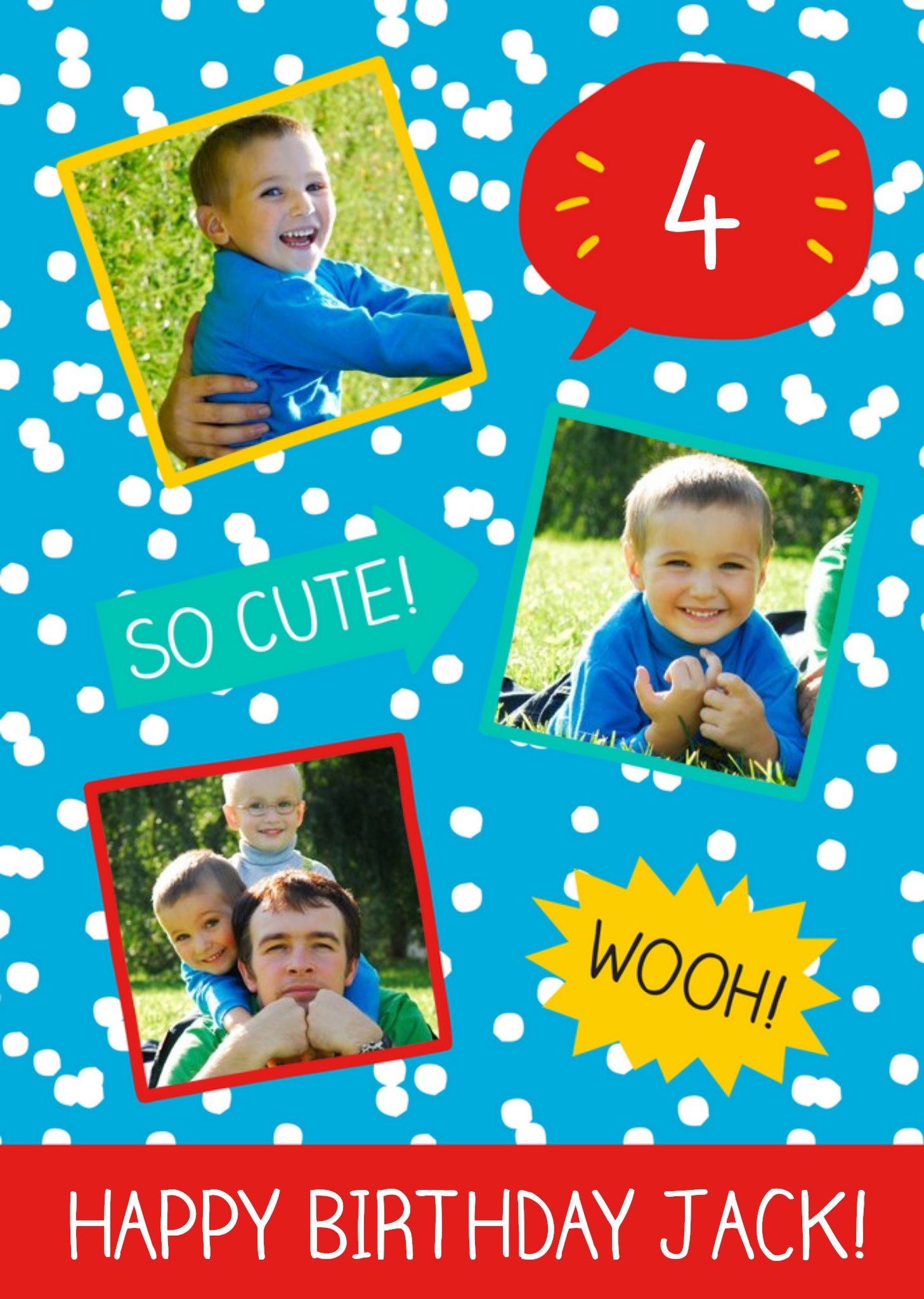 Happy Jackson So Cute Personalised Photo Upload Happy 4th Birthday Card Ecard