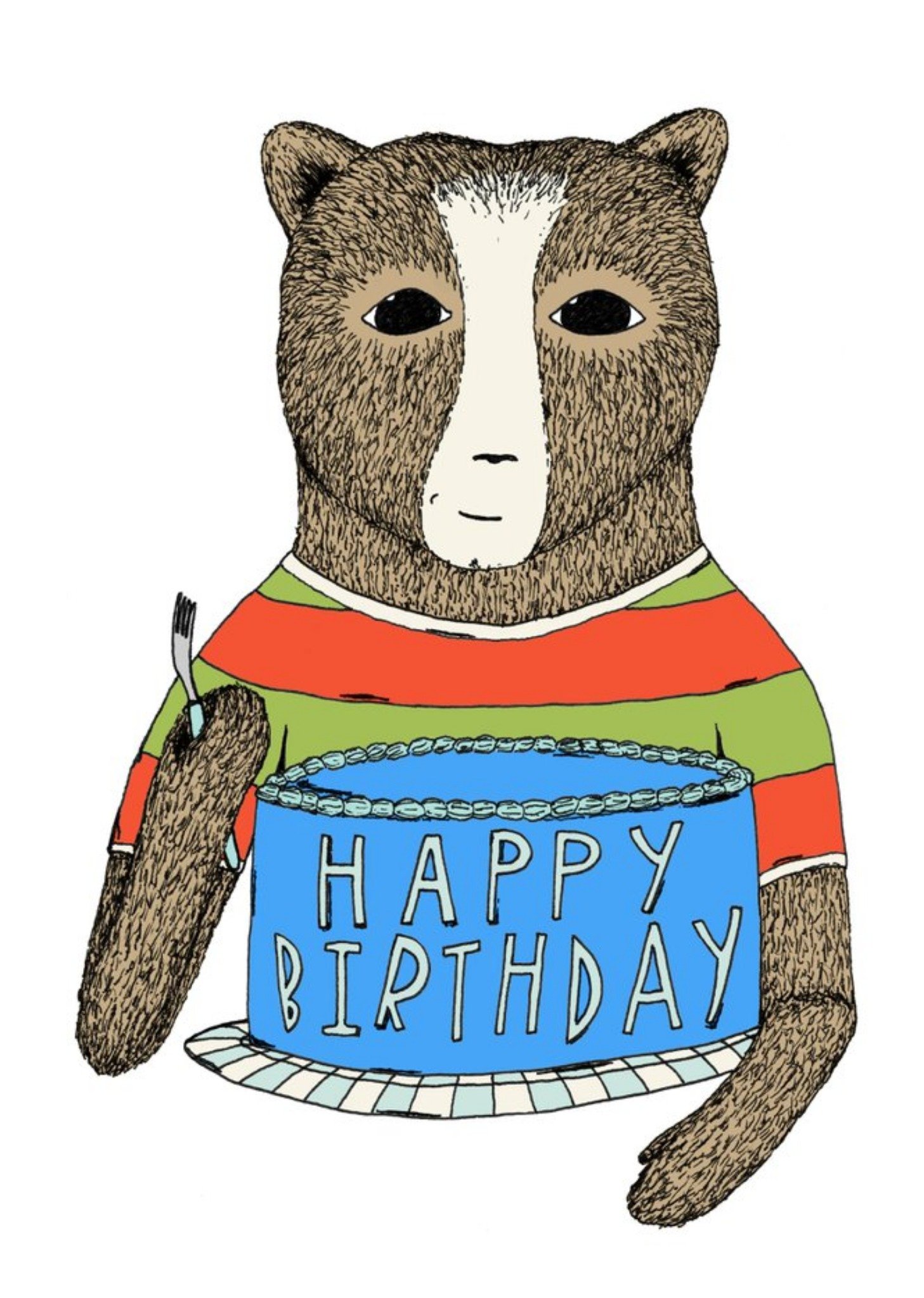 Moonpig Bear Cake Happy Birthday Card, Large