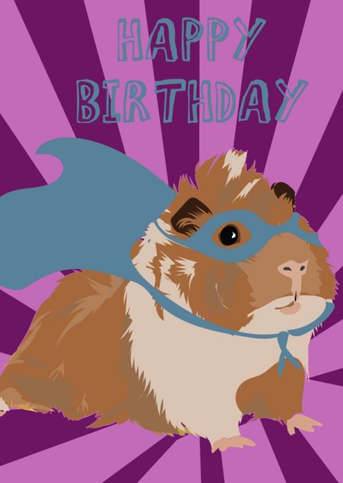 Illustrated Guinea Pig Super Hero Card