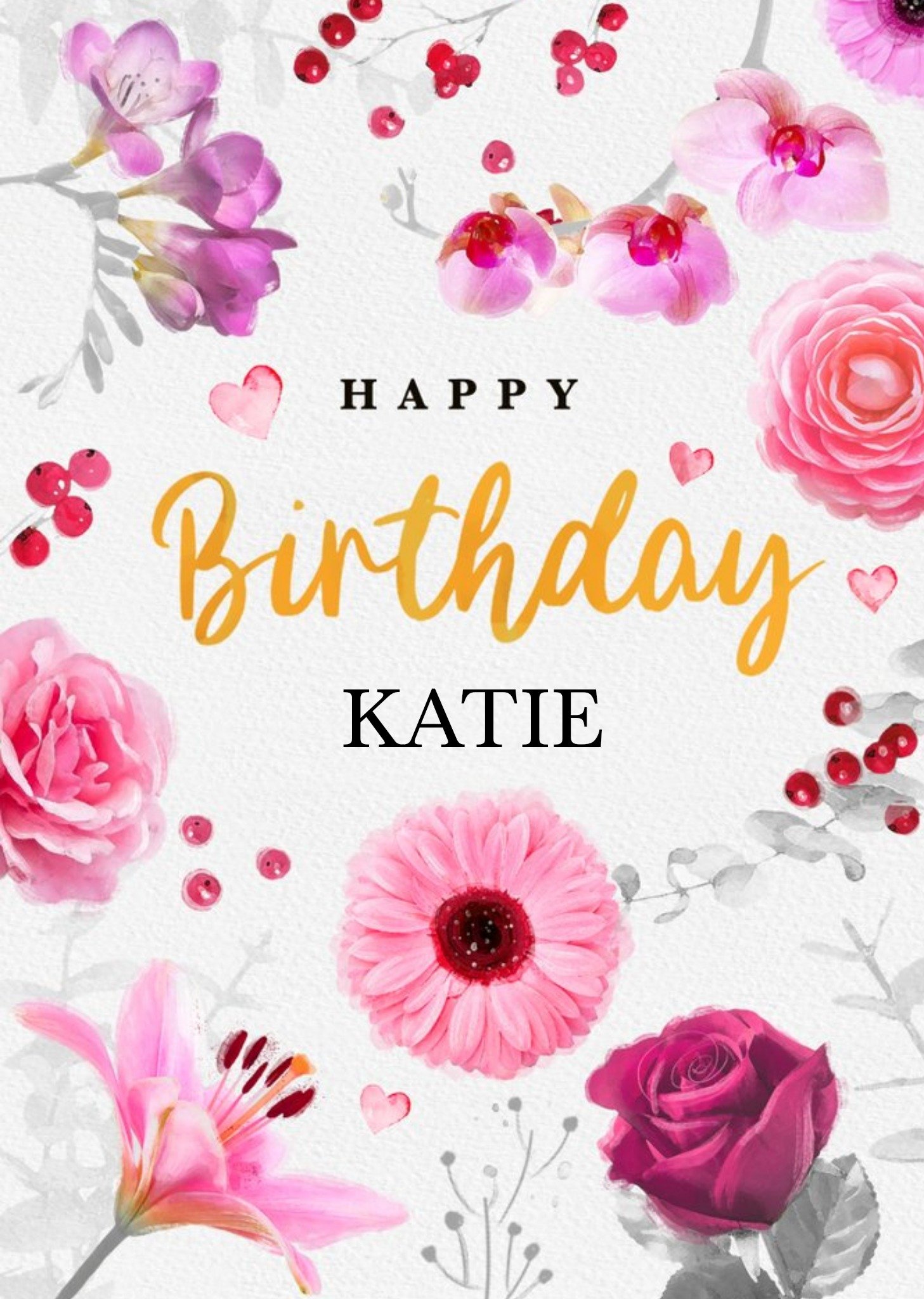 Floral Watercolour Birthday Card Ecard