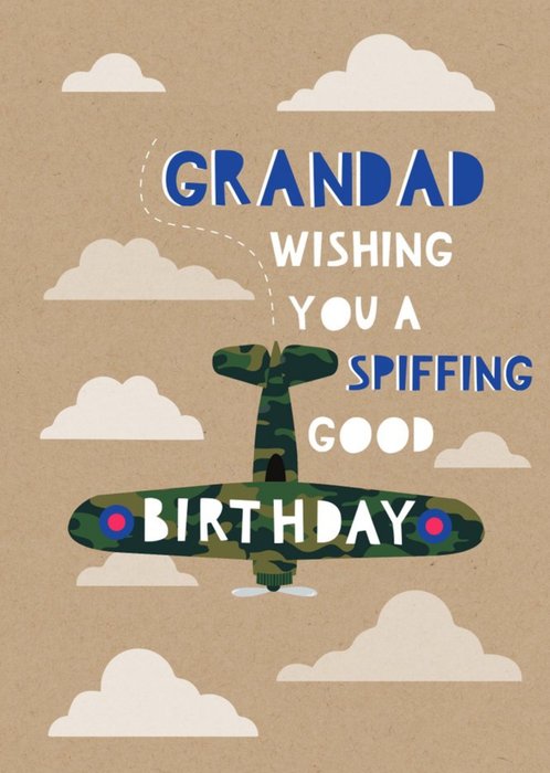 Illustrated Spitfire Grandad Birthday Card