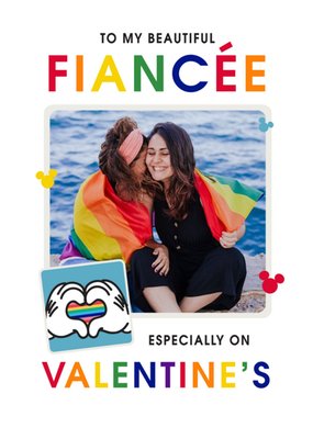 Disney Mickey Mouse LGBTQ Fiancée Photo Upload Valentines Day Card