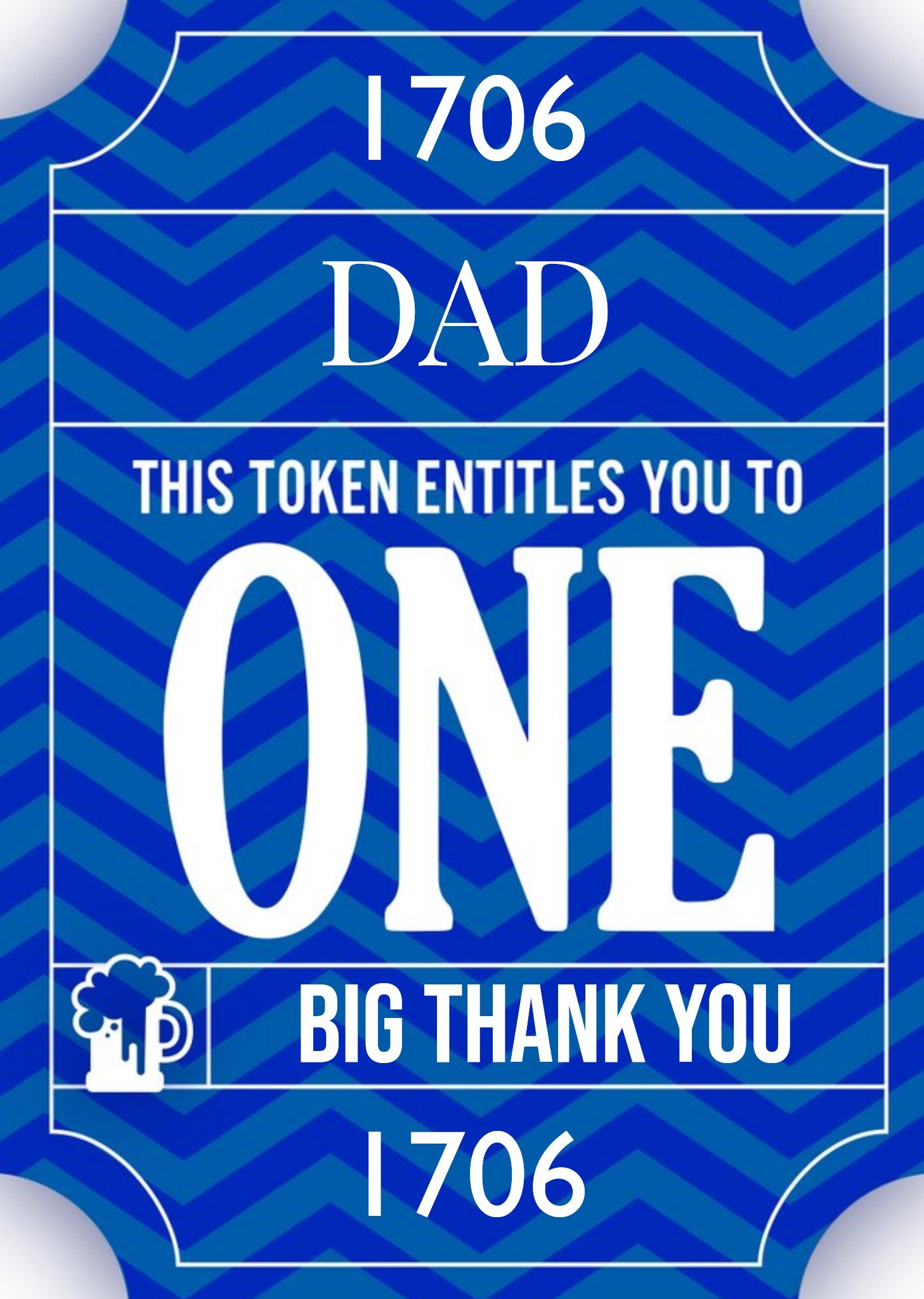 Moonpig Personalised Token Ticket Father's Day Card, Large
