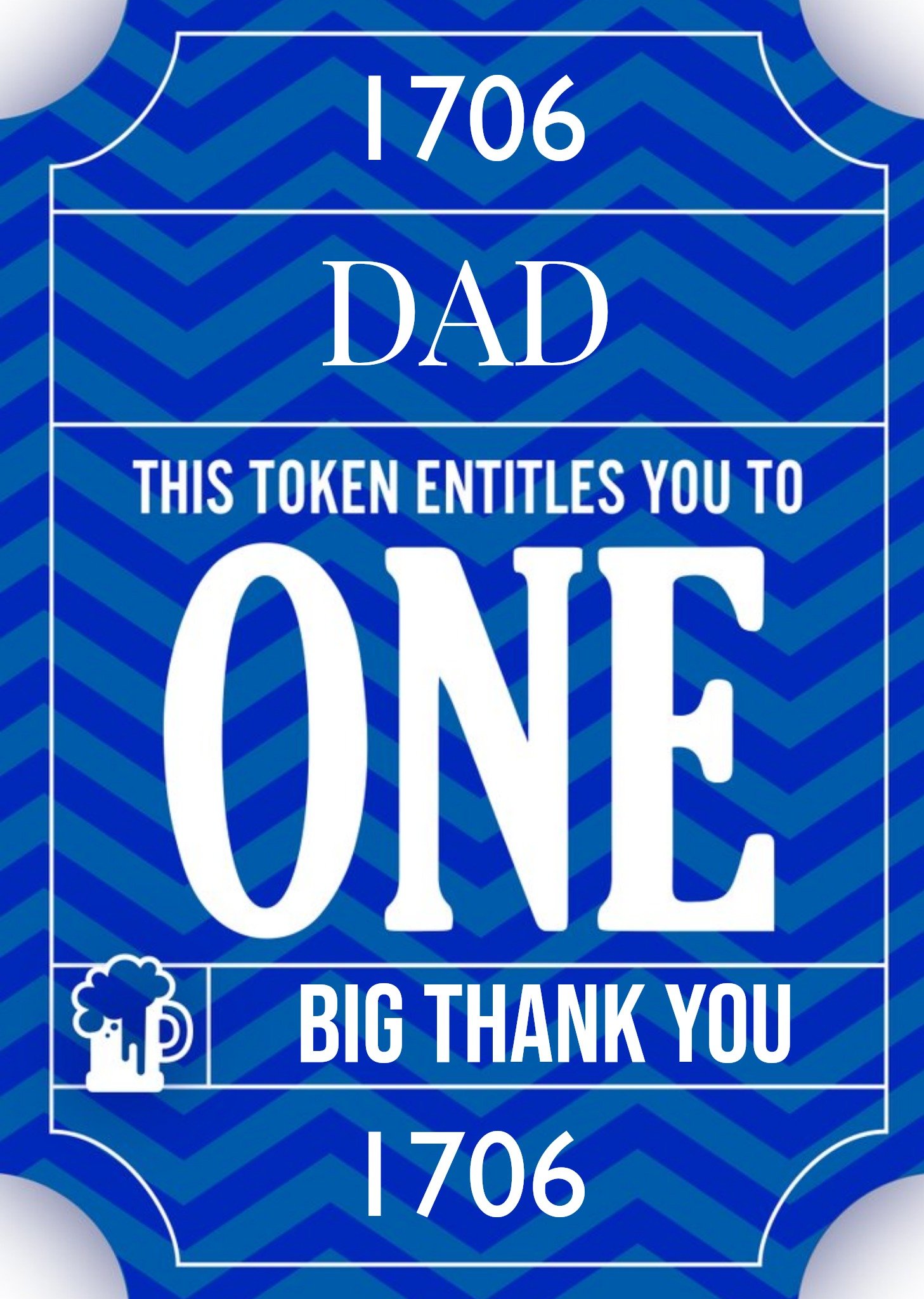 Personalised Token Ticket Father's Day Card Ecard