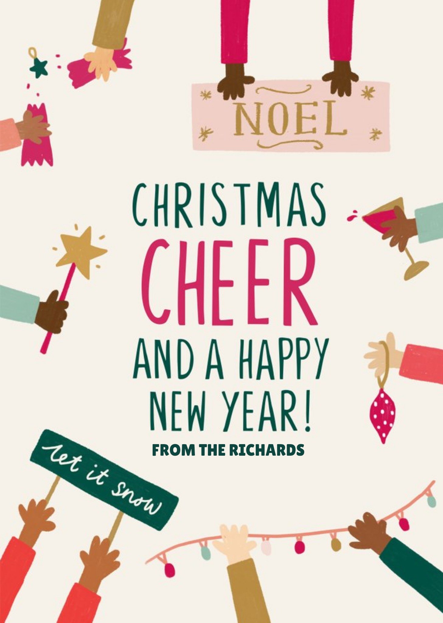 Moonpig Christmas Cheer And Happy New Year Card, Large