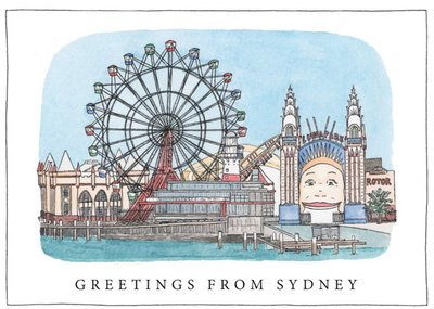 Illustration of Luna Park Greetings From Sydney Card