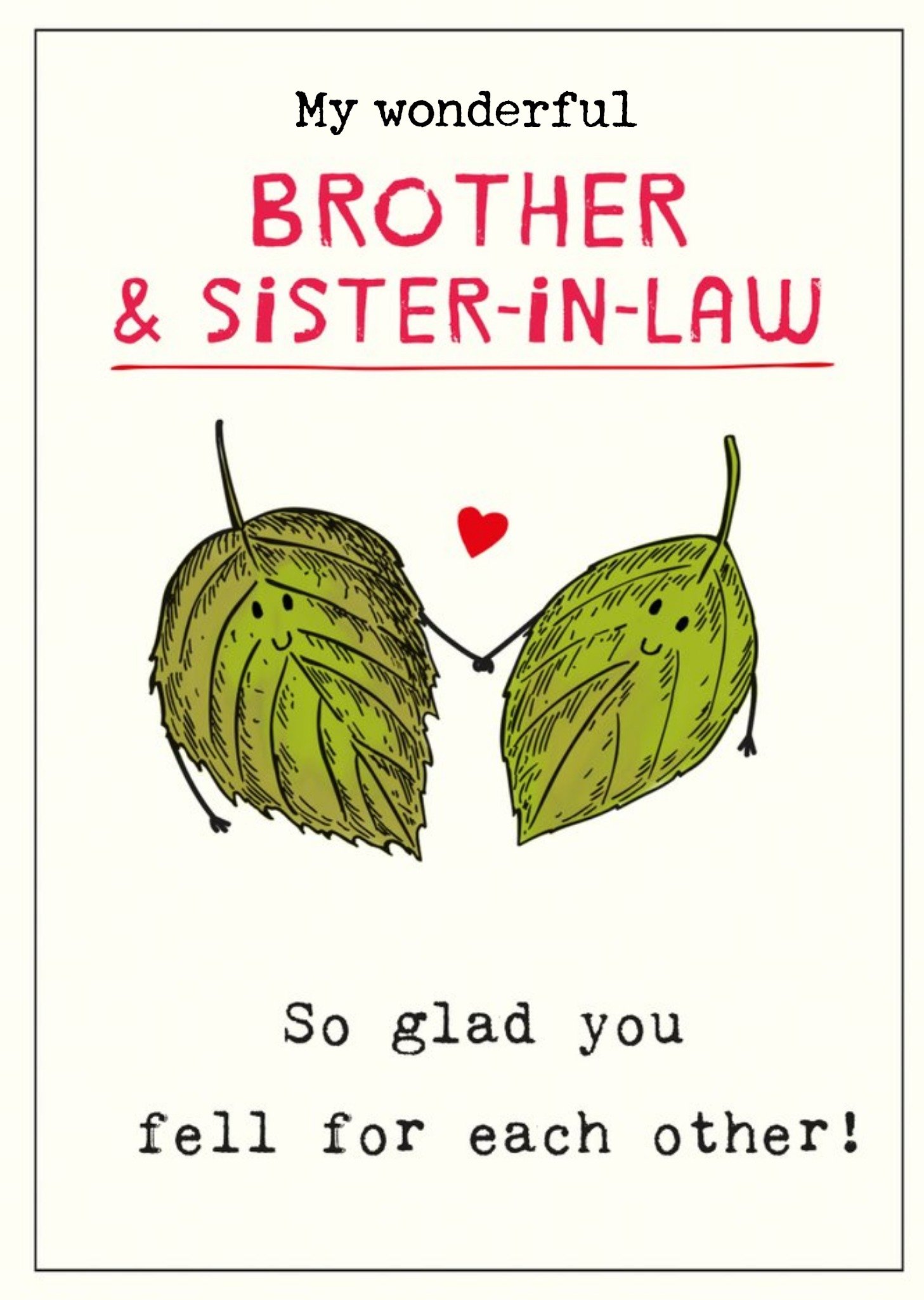 Cute Illustrative Smiling Leaves Brother & Sister-In-Law Anniversary Card Ecard