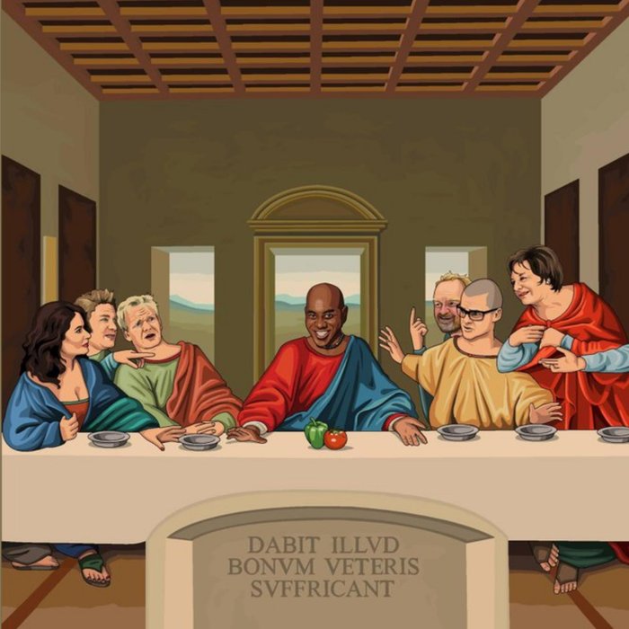 Arty Celebrity TV Chefs The Last Supper Just a Note Card